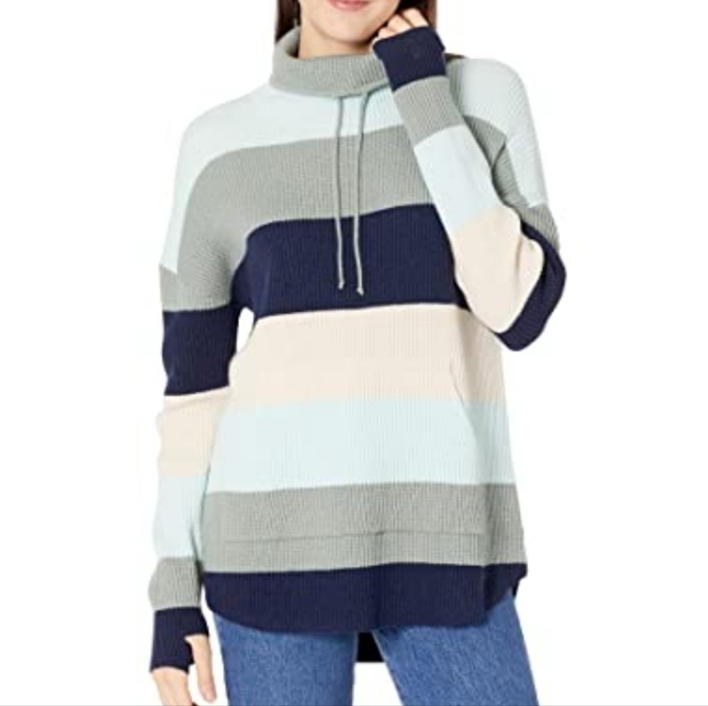 Carve DesignsRockvale cowl neck knit striped drop shoulder sweater sz M